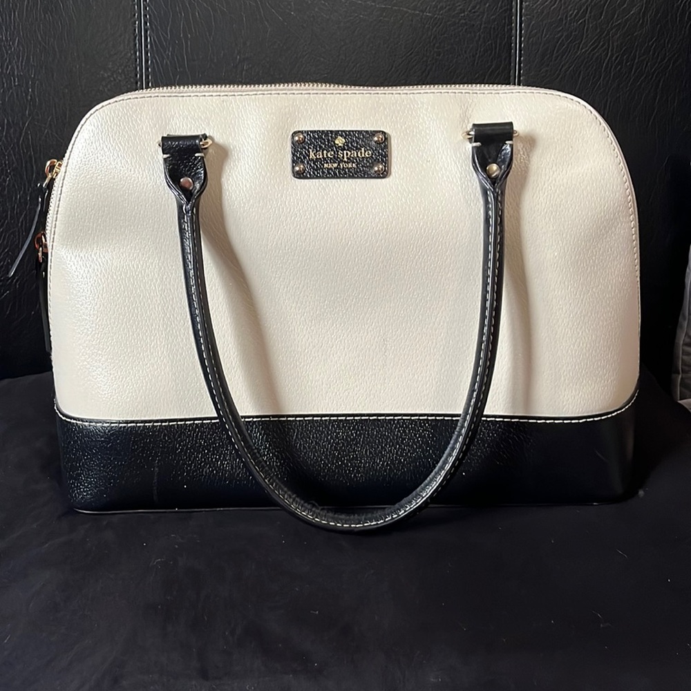 kate spade Cream and Black Dome Satchel Shoulder Bag